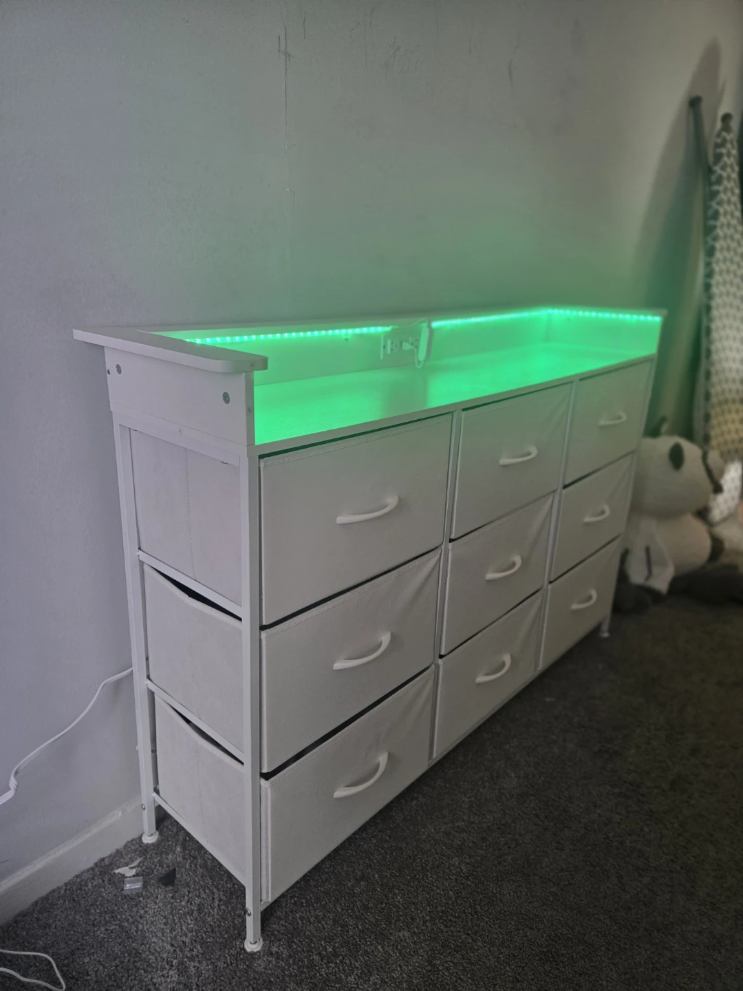 White 9-Drawer Dresser with LED Lighting