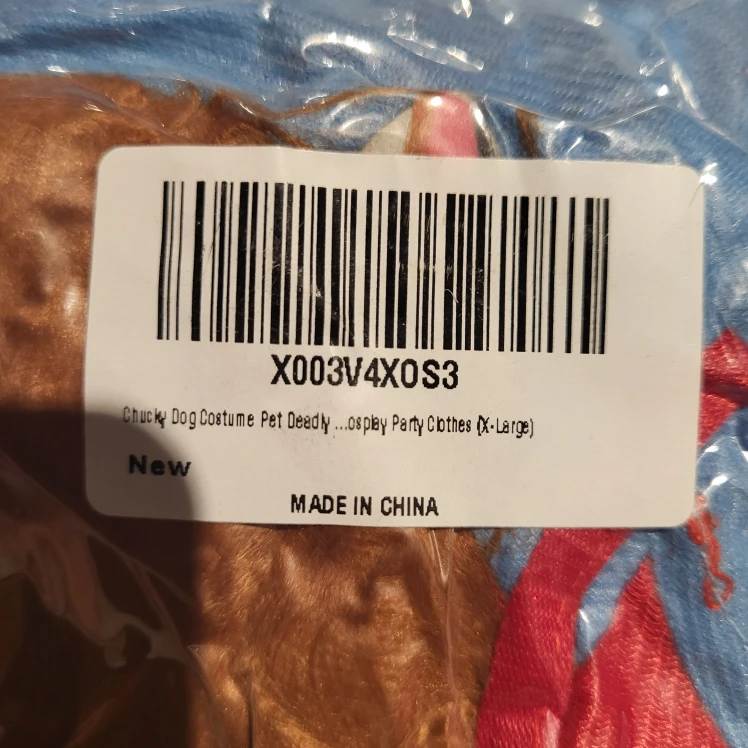 New Chucky Dog Costume Pet Deadly Party Clothes X-Large - photo 2