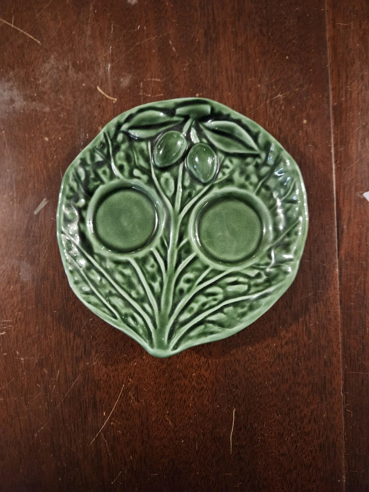 Vintage Bordallo Pinheiro Cabbage Leaf Salt and Pepper Tray