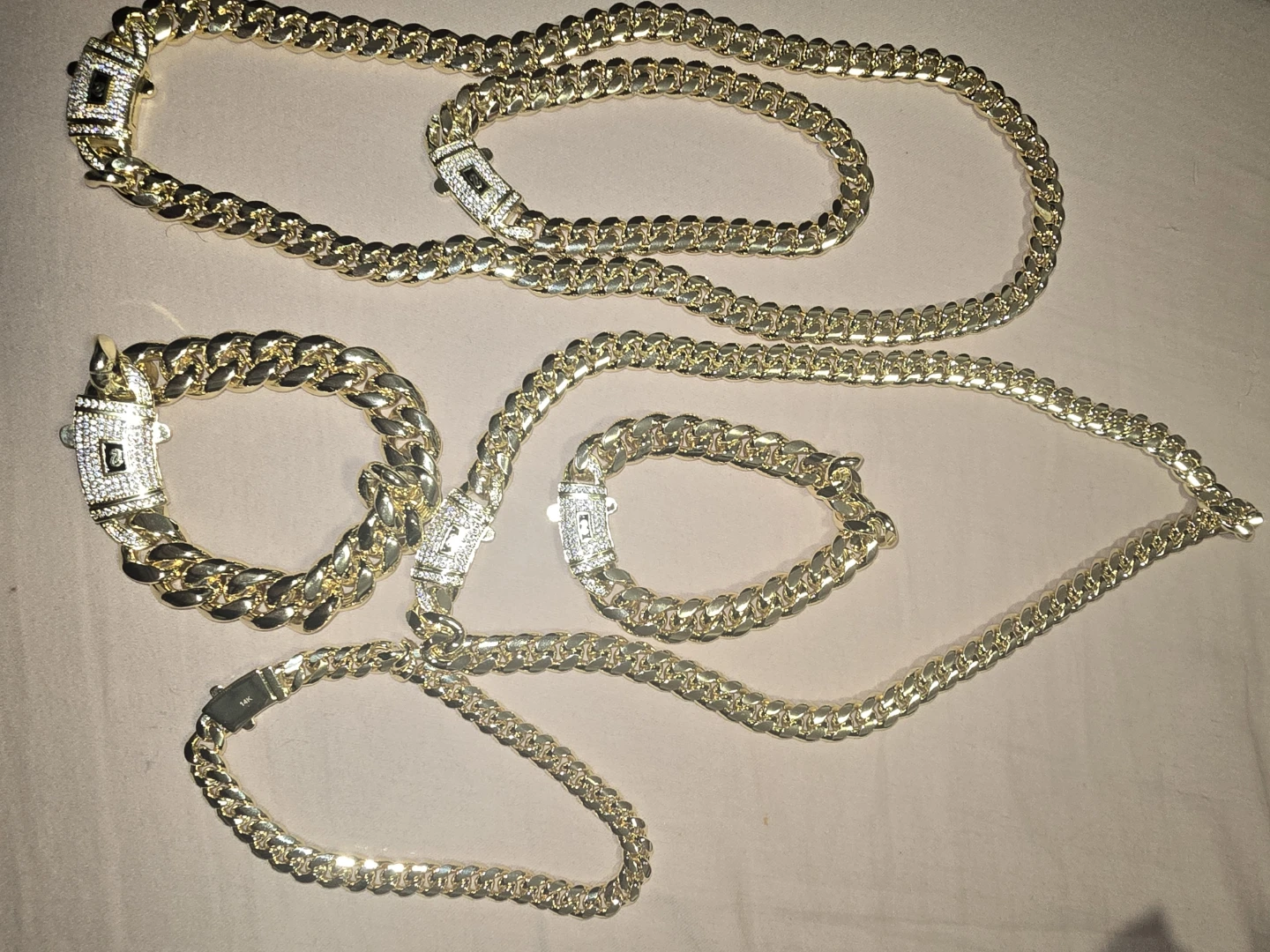 Gold Cuban Link Chain and Bracelet Set - photo 2