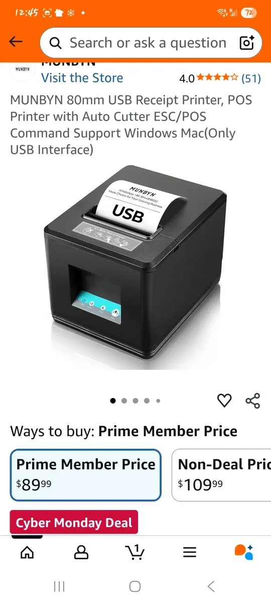 MUNBYN 80mm USB Receipt Printer - Like New!