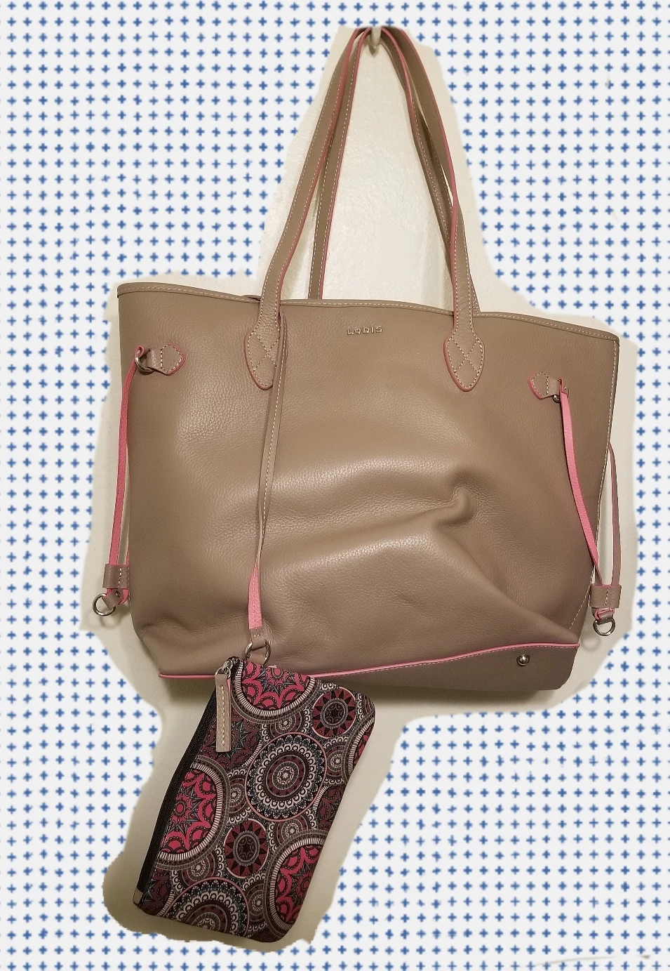 NWOT Lodis Bliss Beige  Pebbled Leather Large Tote Bag - photo 3