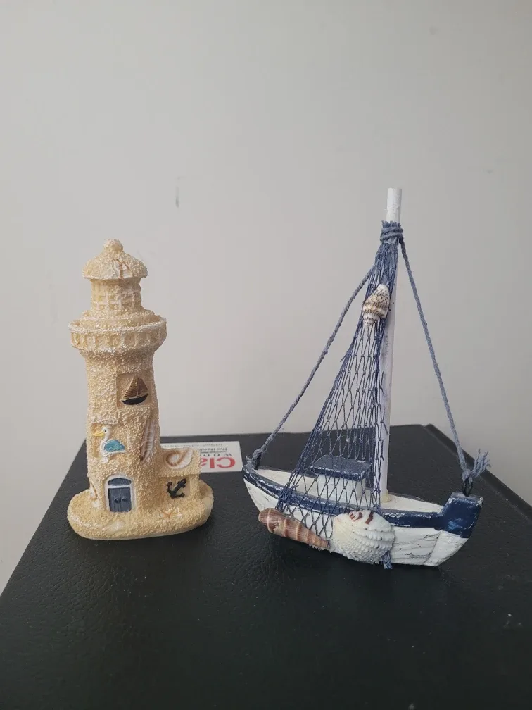 Nautical Lighthouse & Sailboat Figurines #Cleanout