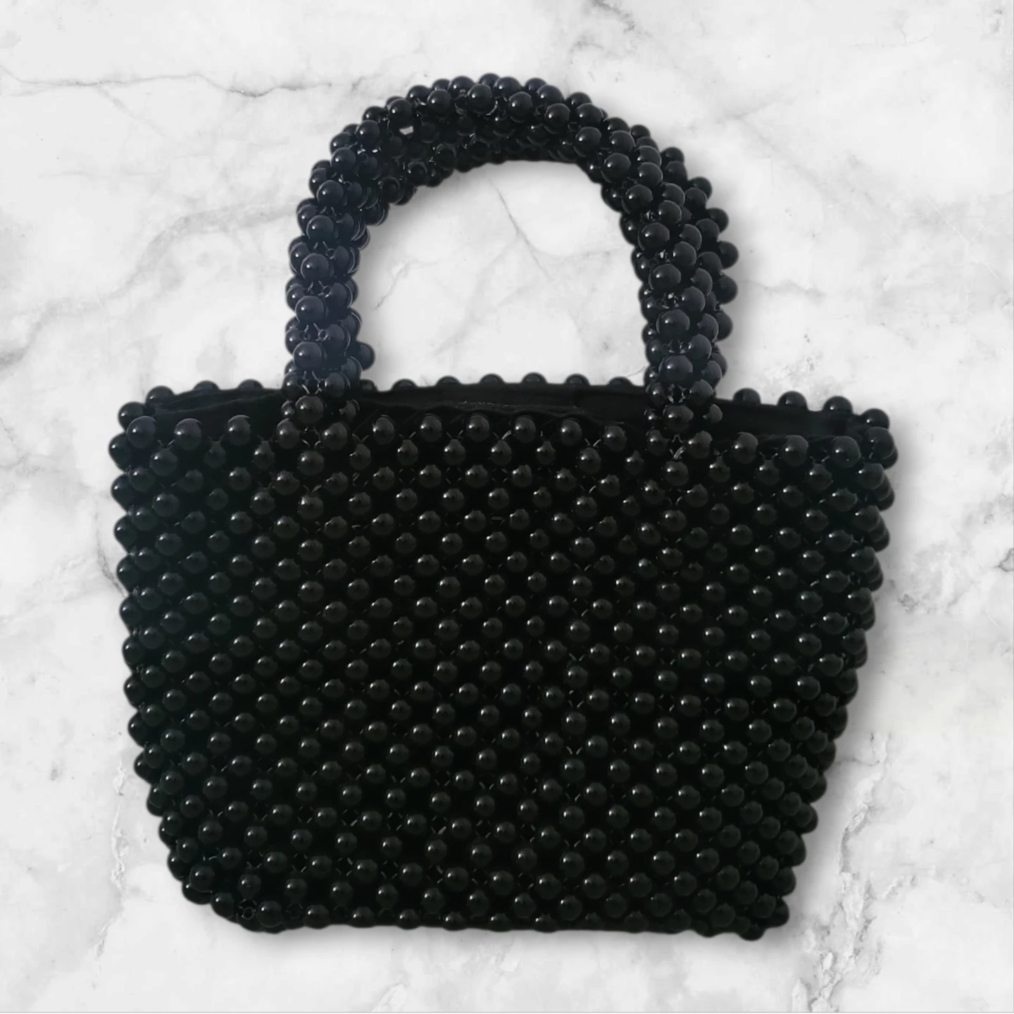 Zara Black Beaded Mini Tote Bag - photo 3