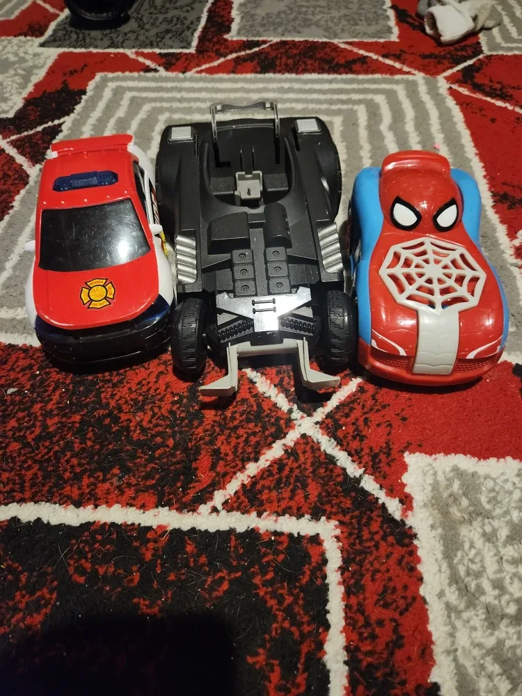 Toy Cars: Firetruck, Batmobile, Spiderman