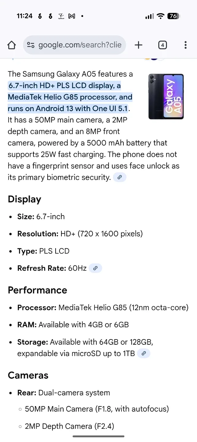 Samsung Galaxy A05 Dual Sim Black - BRAND NEW! image indicator(8)