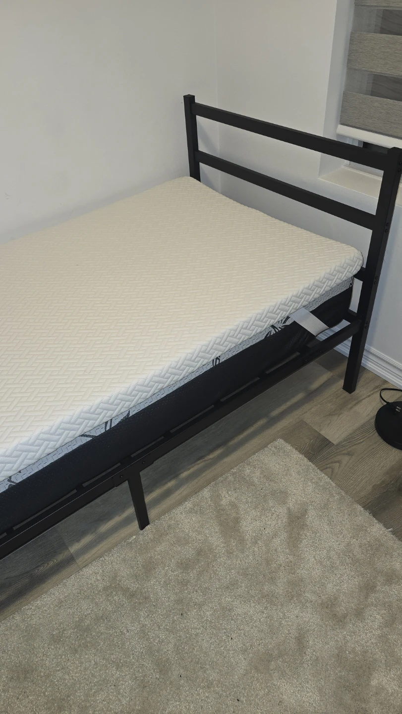 Black Metal Bed Frame with Mattress Topper - photo 3