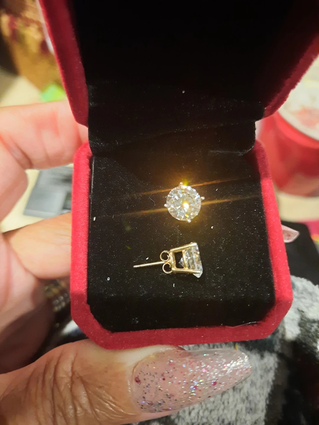 Genuine solid 14k yellow gold 5CTTW stud earrings - photo 4