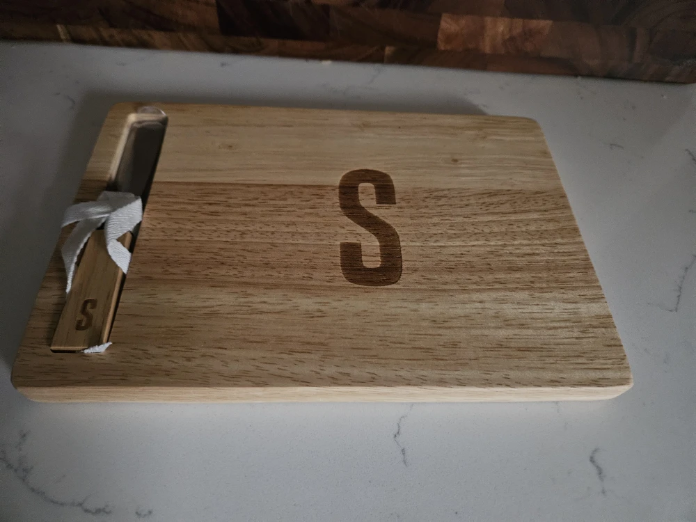 NEW Wooden Cutting Board with Knife - Initial S