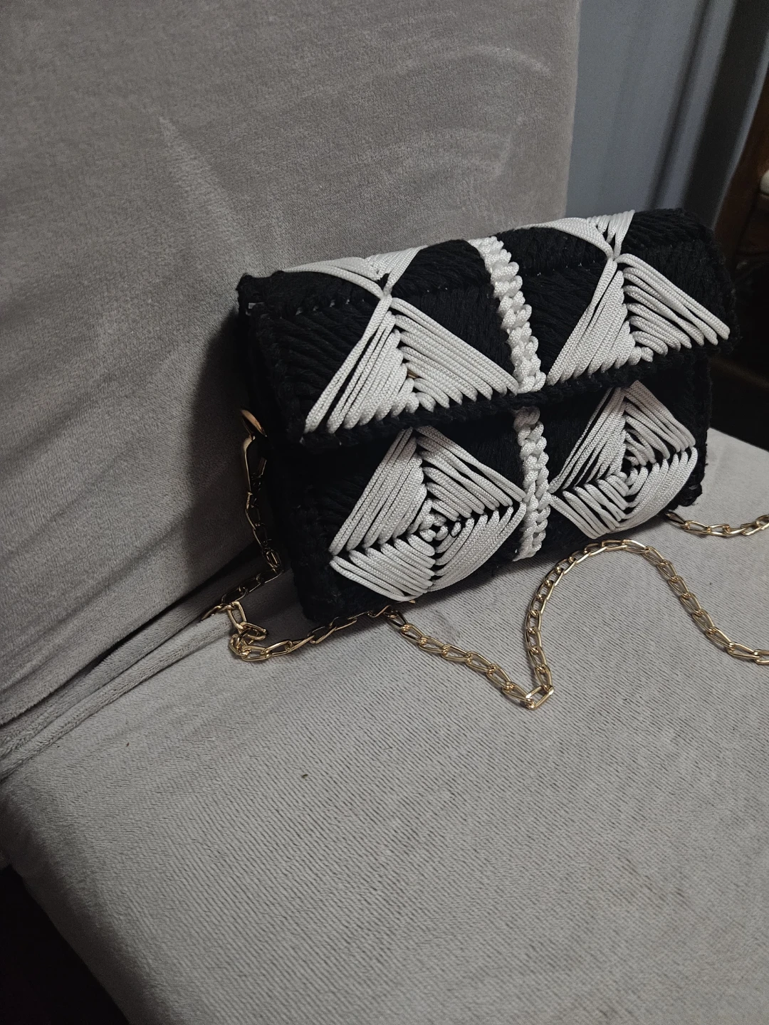 Handmade Black & White Crochet Bag - photo 2