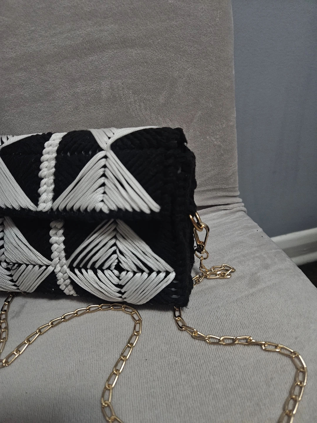 Handmade Black & White Crochet Bag - photo 3