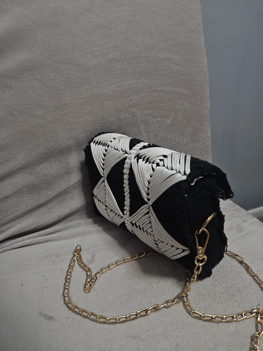 Handmade Black & White Crochet Bag - photo 4