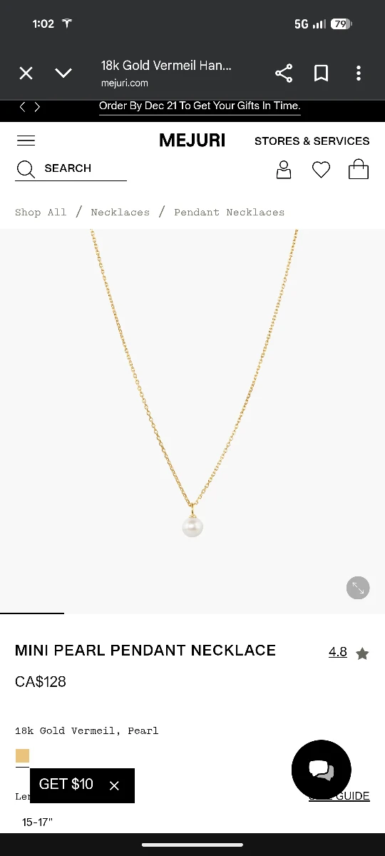 Brand New Mejuri 18k Vermeil Necklace $75