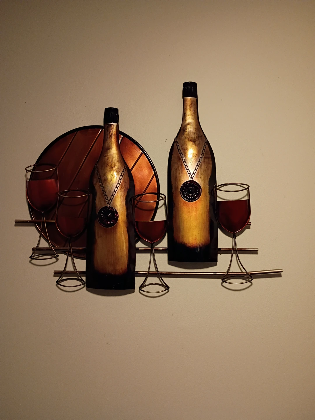 Wine Bottle & Glass Metal Wall Art