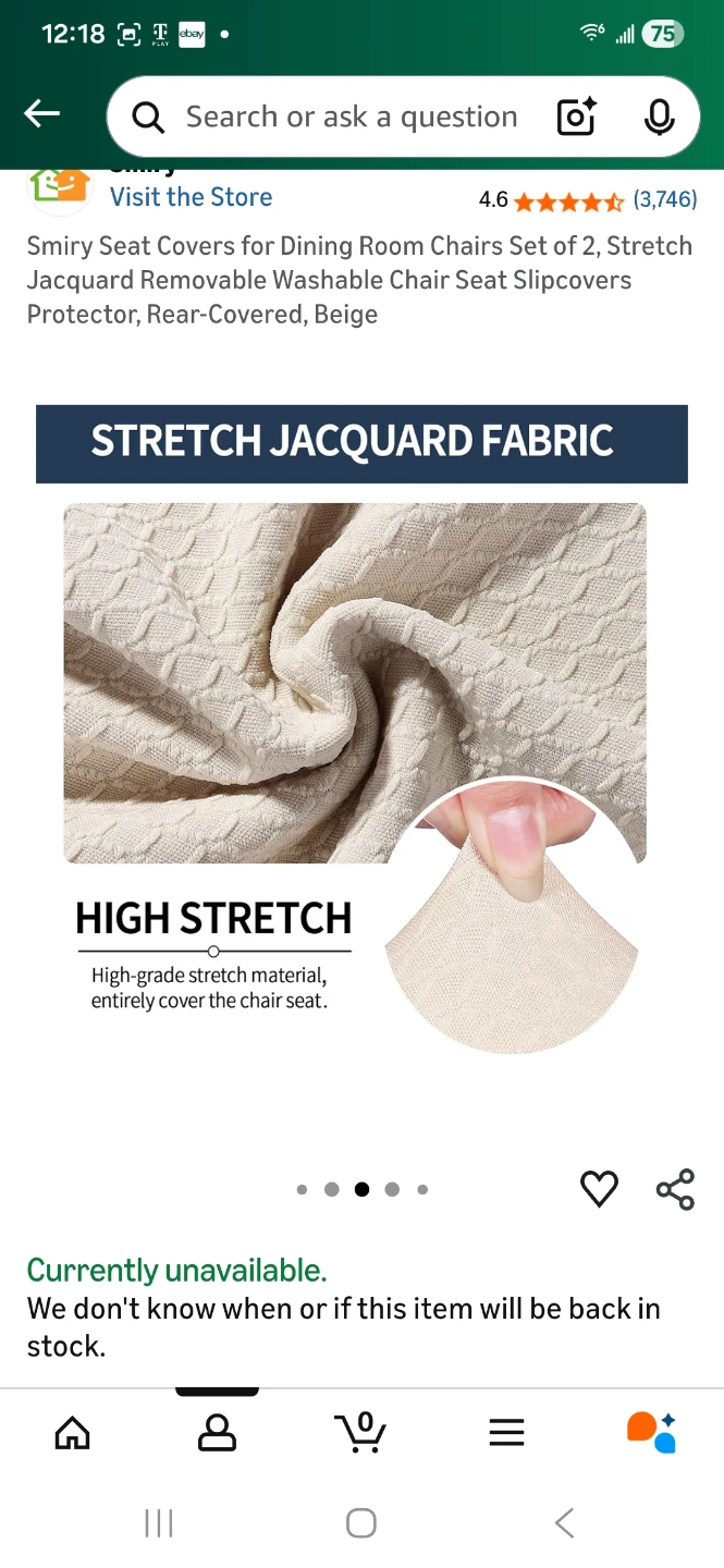 Smiry Beige Stretch Jacquard Chair Seat Covers (Set of 8) - photo 5