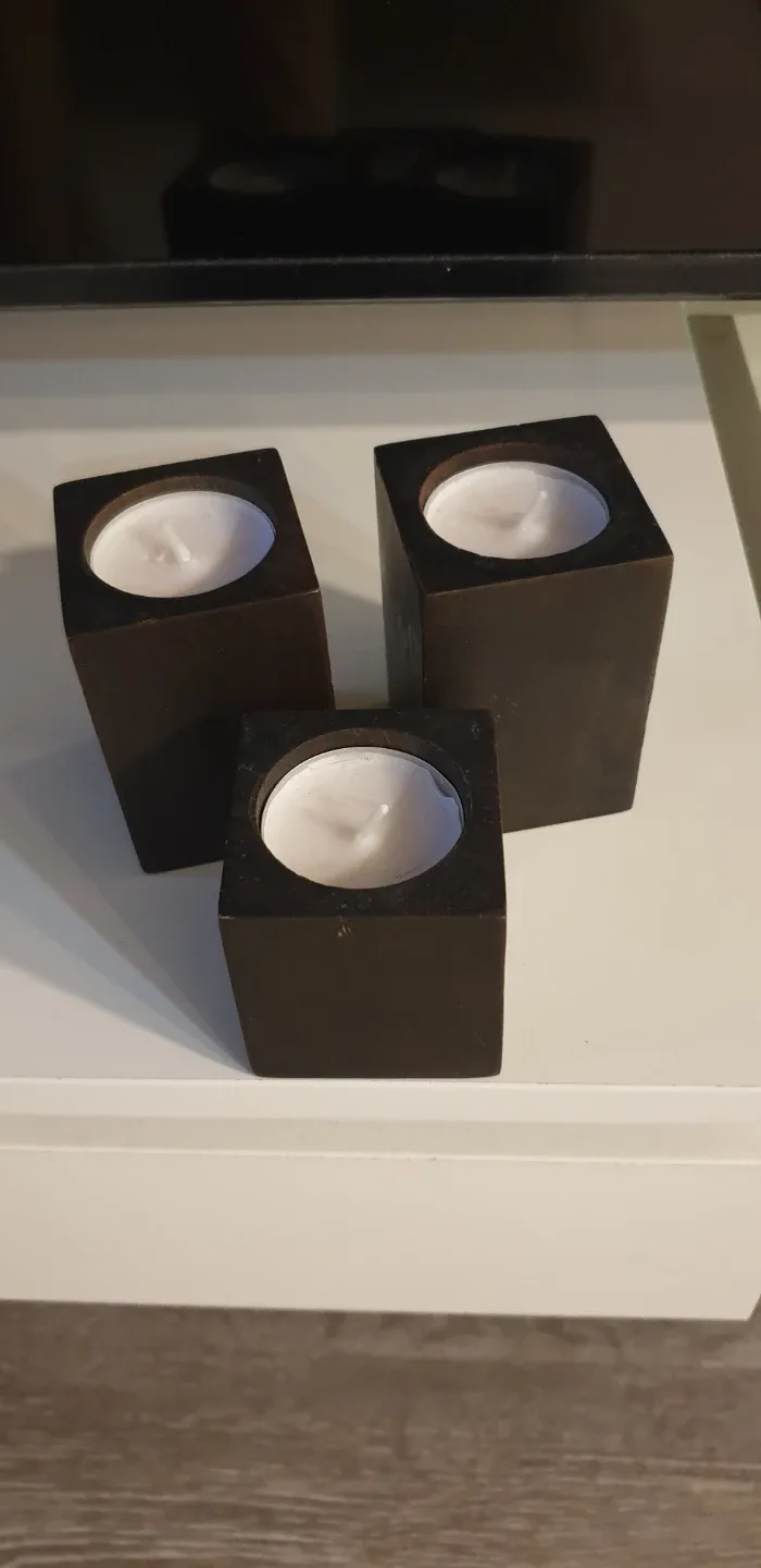 Wooden Candle Holders - Set of 3