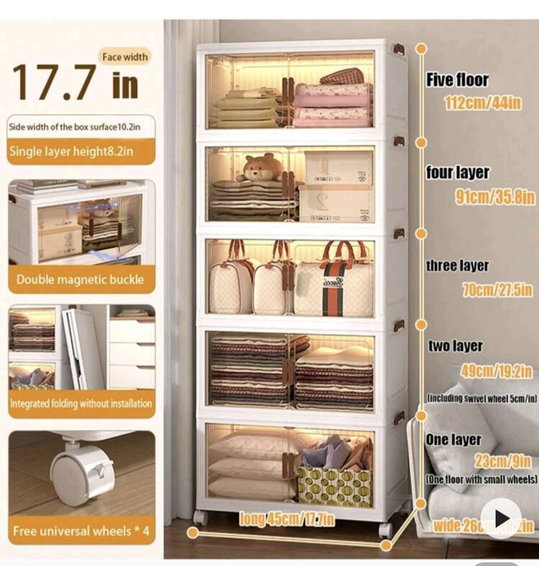 5-Tier Storage Cabinet Organizer with Wheels