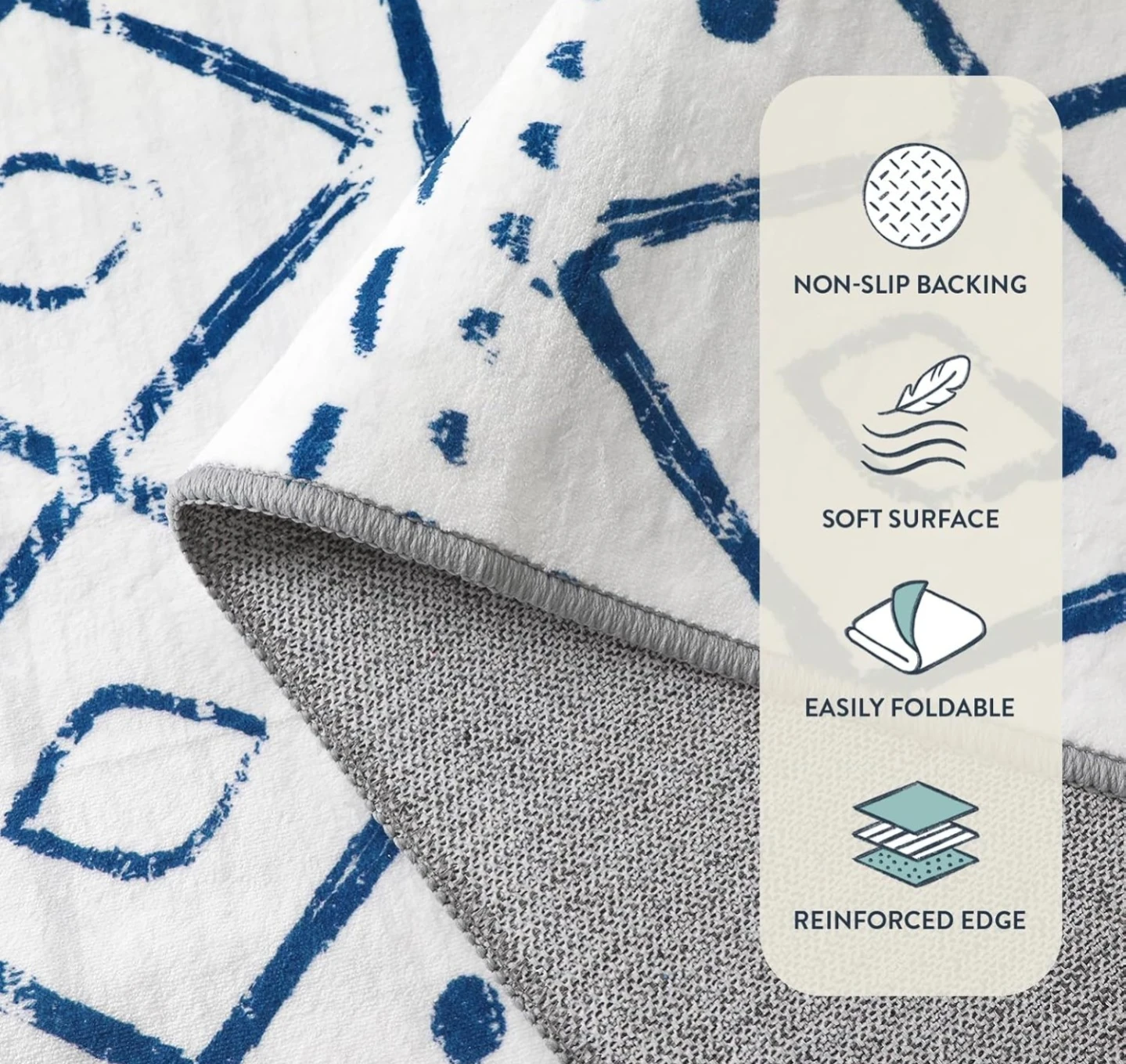 8x10 Soothing Navy Blue Patterned Rug - photo 2