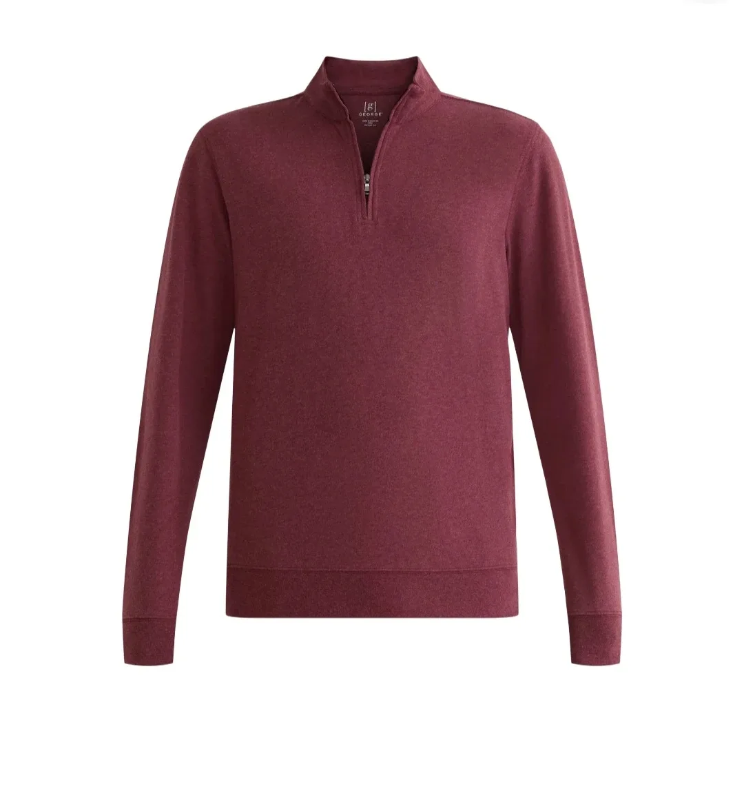 GEORGE Men Long Sleeve Quarter Zip Pull over Red - Wine