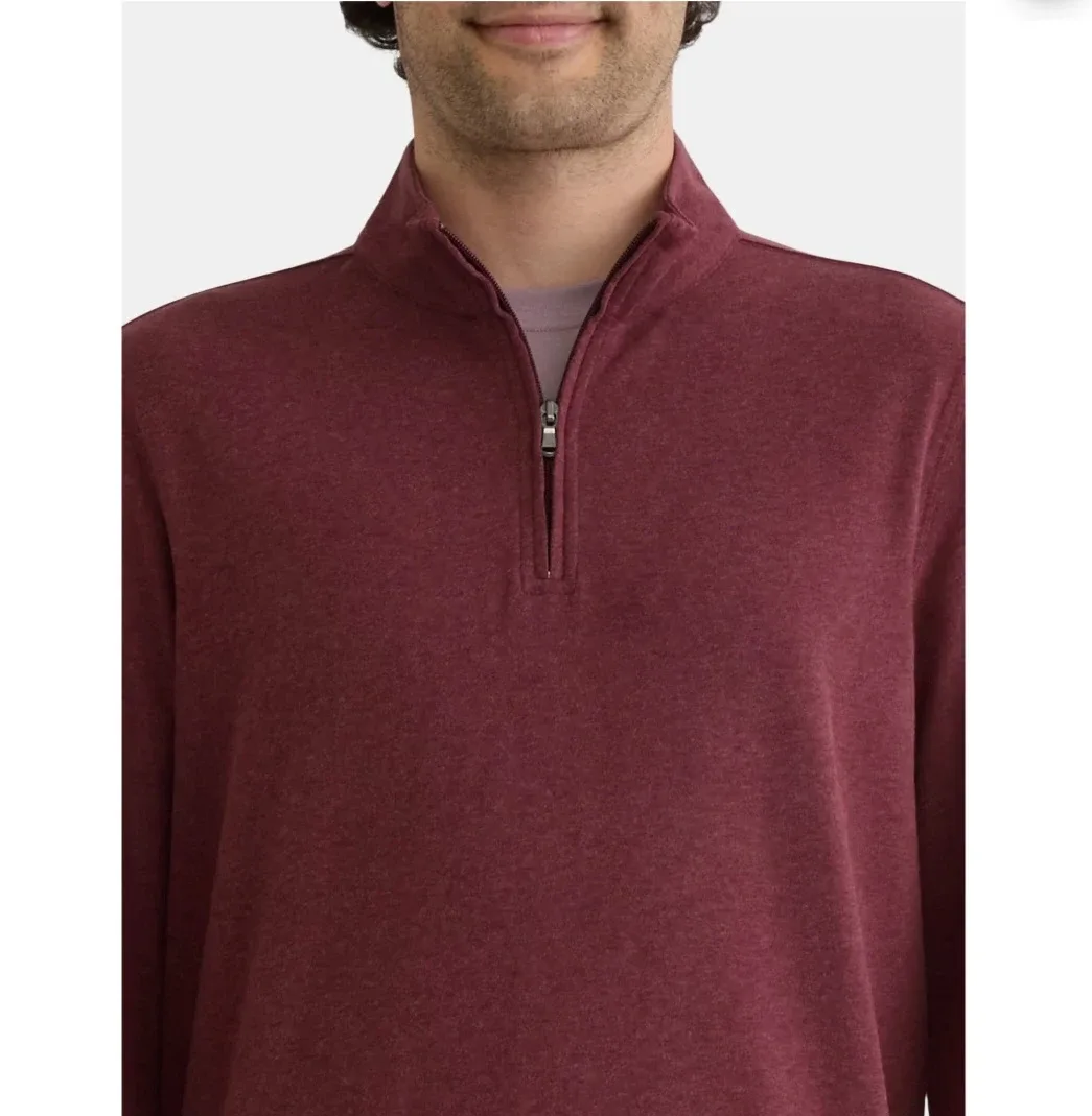 GEORGE Men Long Sleeve Quarter Zip Pull over Red - Wine image indicator(2)