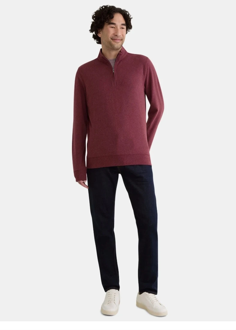 GEORGE Men Long Sleeve Quarter Zip Pull over Red - Wine - photo 4