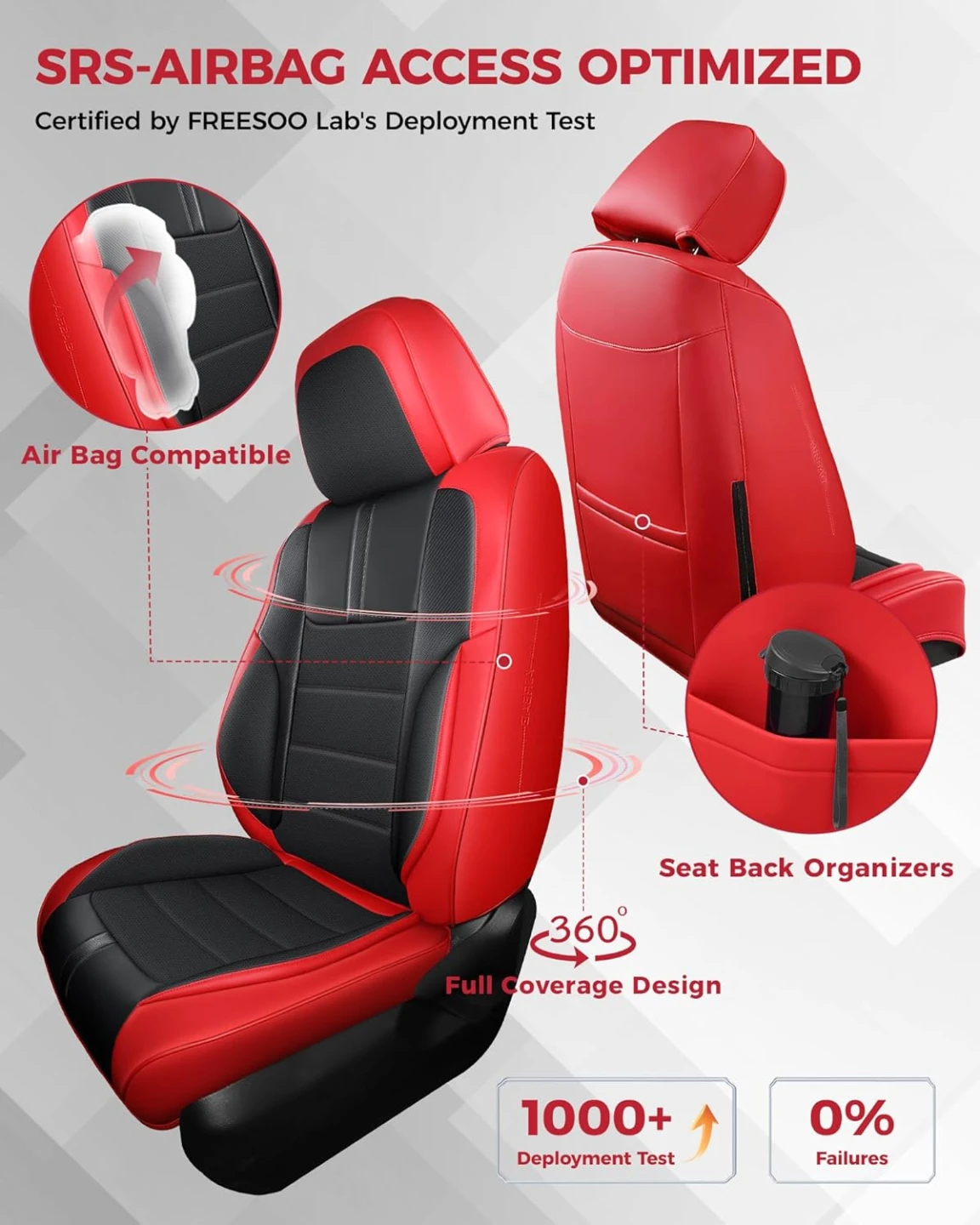 Red Black Front Car Seat Covers for Trucks SUVs and Sedans BNIB - photo 4