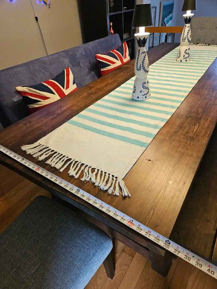 Large Wooden Dining Table with Benches image indicator(3)