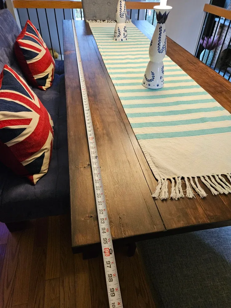 Large Wooden Dining Table with Benches image indicator(5)