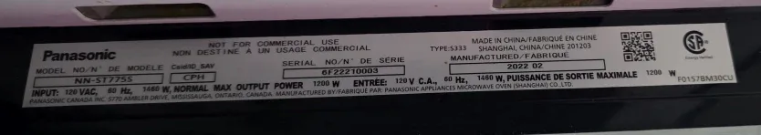 Panasonic NN-ST775S Microwave Oven image indicator(3)