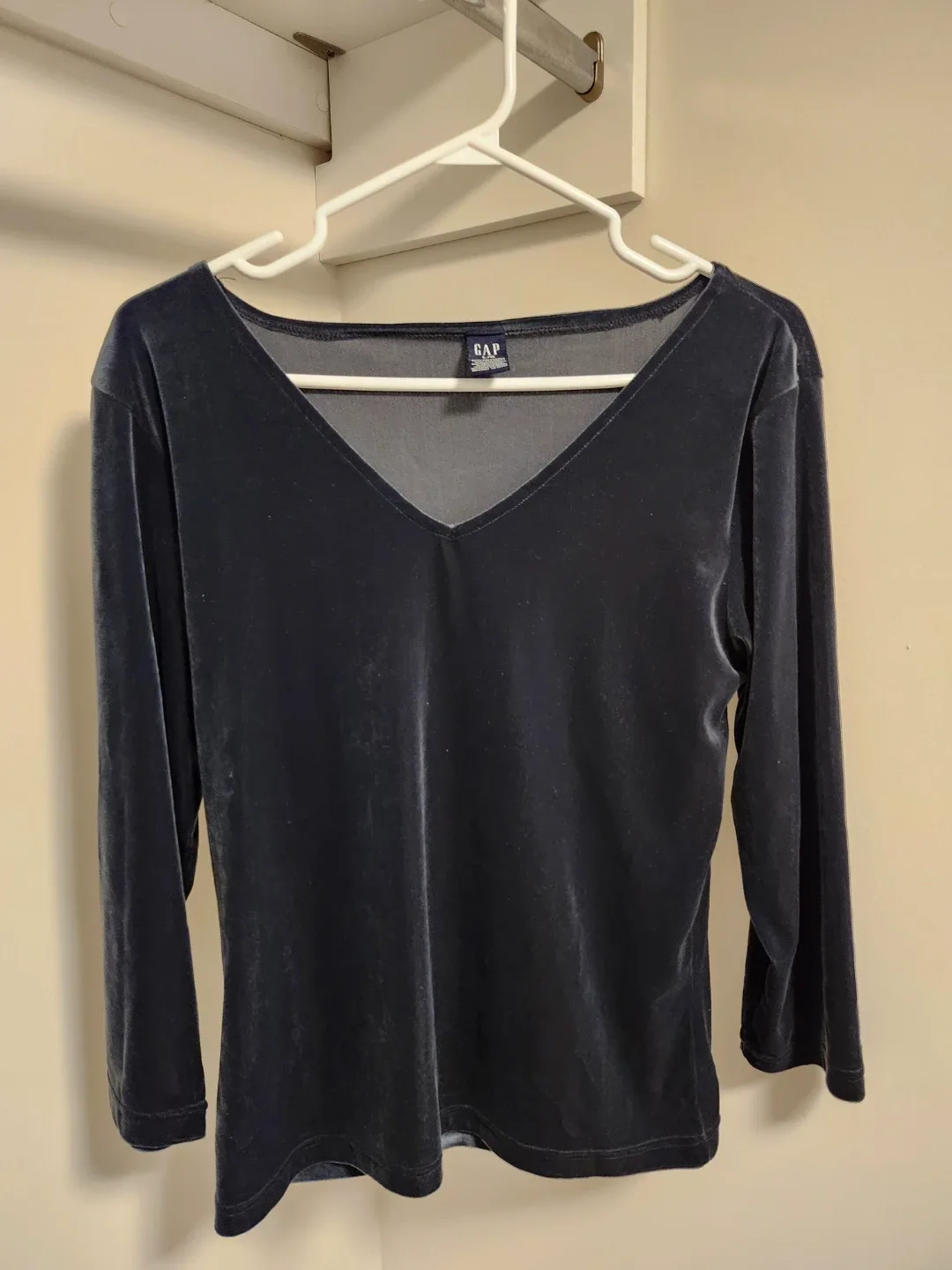 GAP Blue Velvet Long Sleeve Top