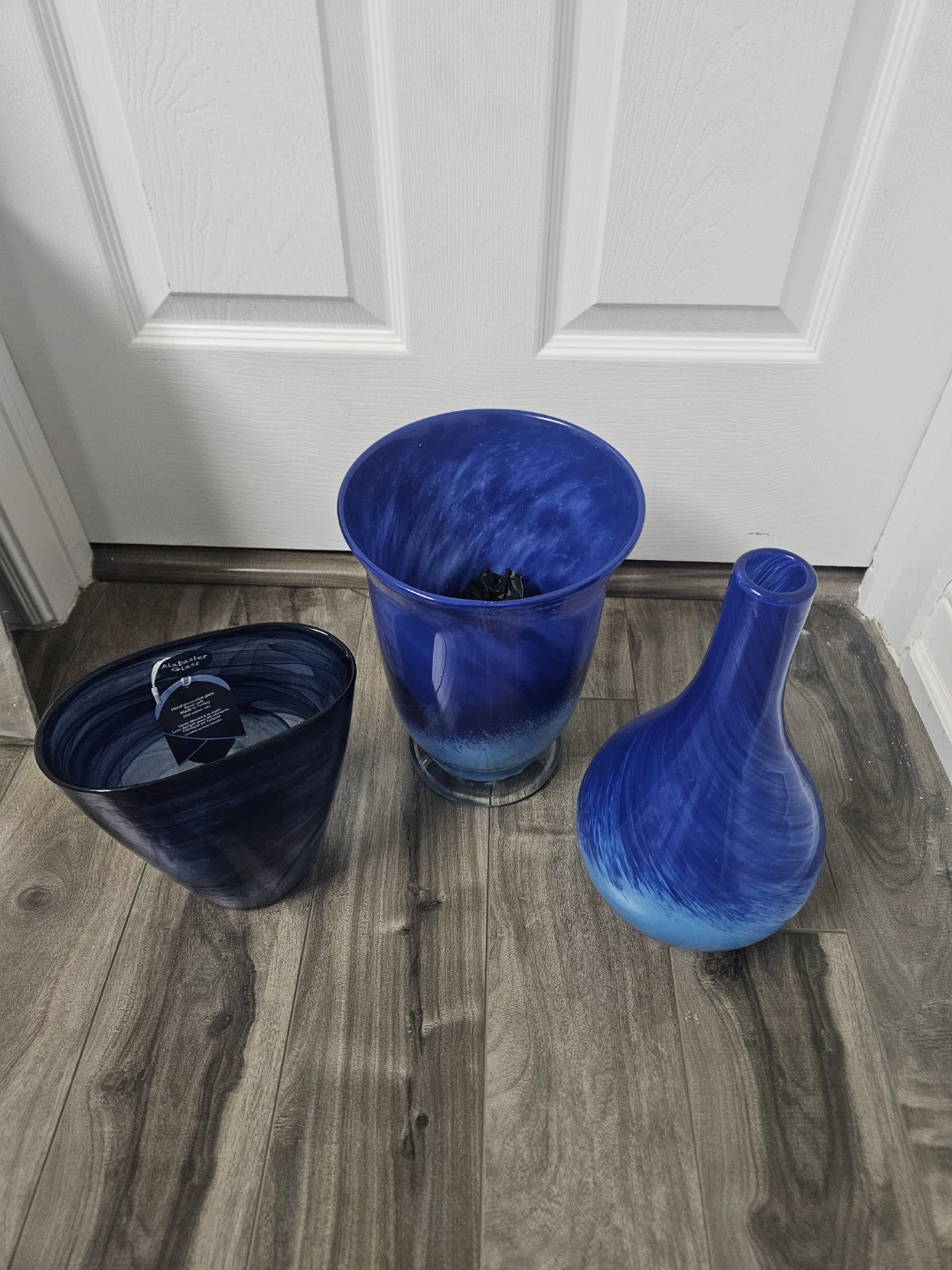 Blue Alabaster Glass Vases Set - photo 2
