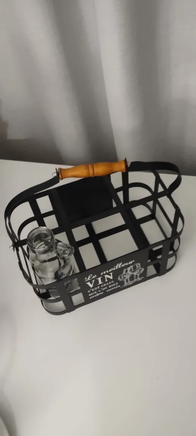 (NEW) Metal Wine Bottle Holder with Handle - #Cleanout image indicator(2)