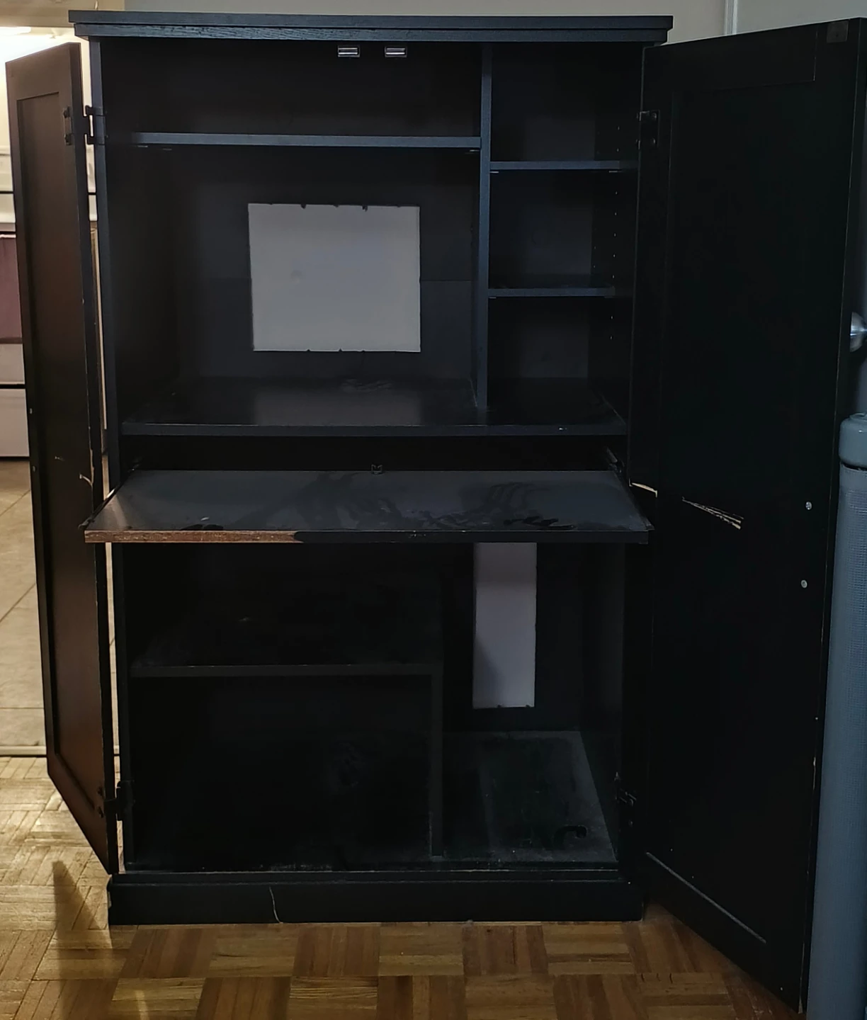 Black Armoire style Computer Desk - photo 2