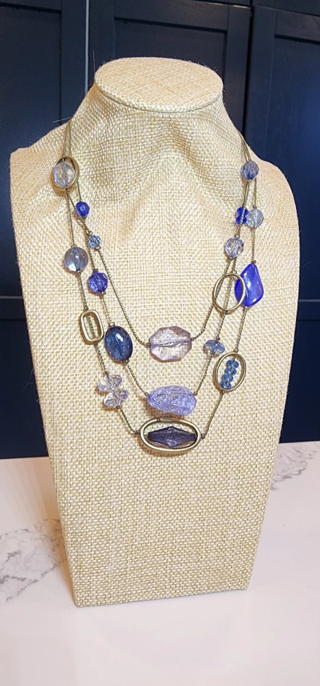 Vintage Multi-Strand Blue Beaded Statement Necklace - photo 3