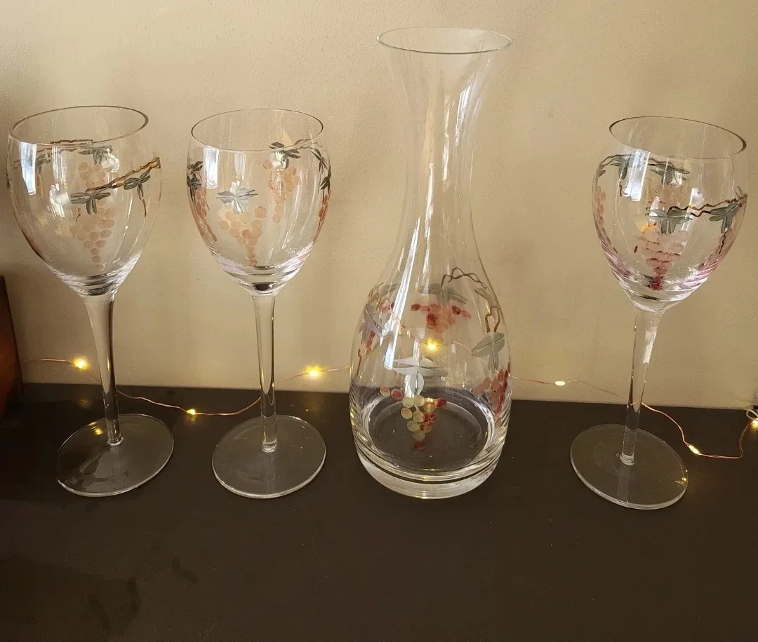Vintage Wine Glasses and Carafe Set