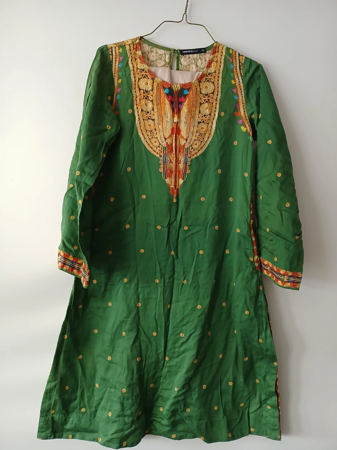 Generation Basic Green Embroidered Kurti