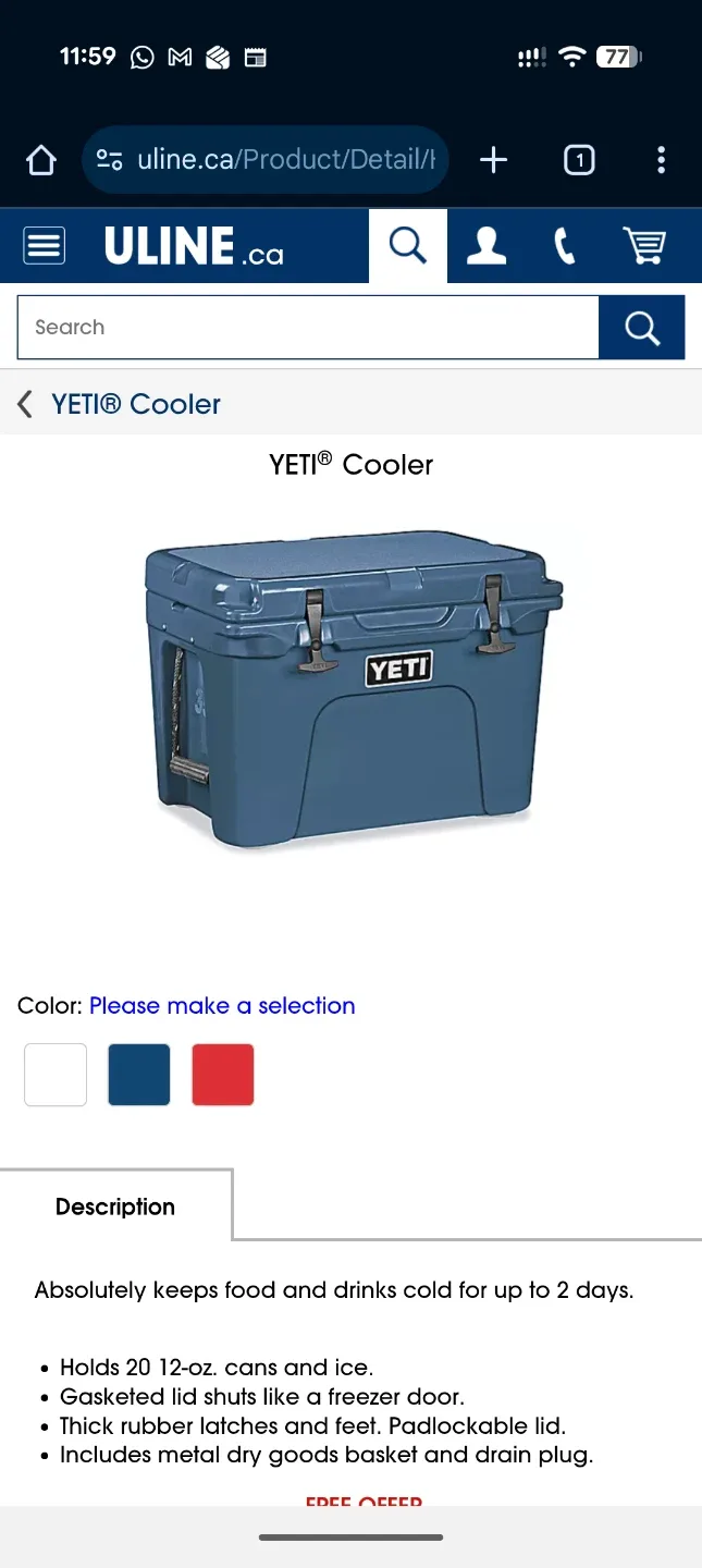YETI® Cooler Brand New Unopened
