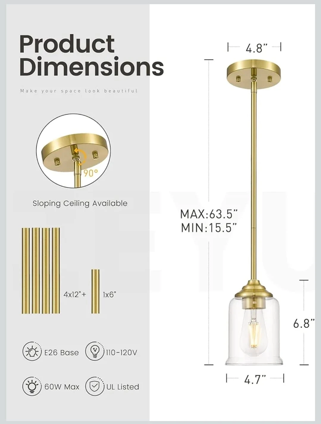 Gold Pendant Lighting Fixture