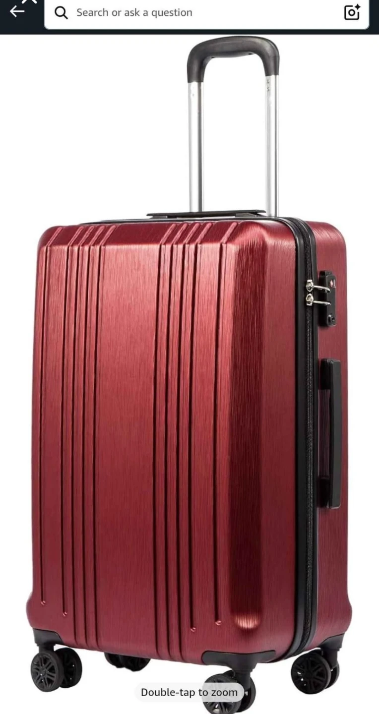 Large Size: Coolife Suitcase Spinner, Burgundy