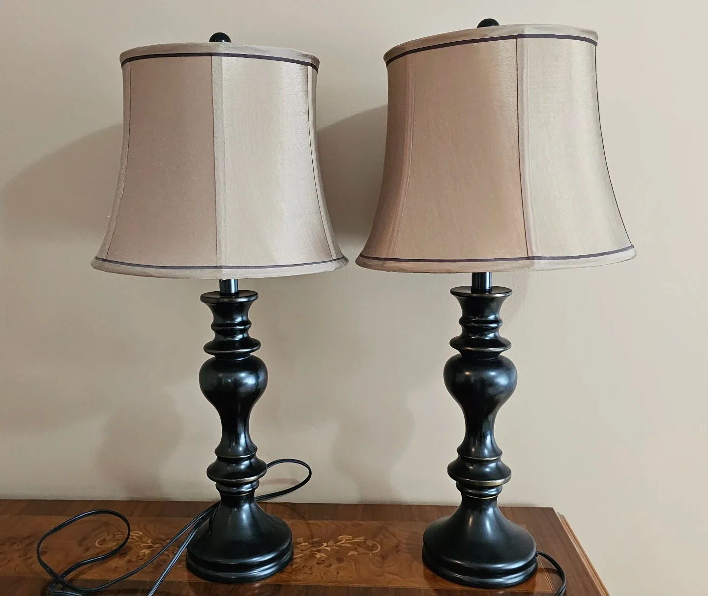 Table Lamps - Set of 2 - Brown & Black
