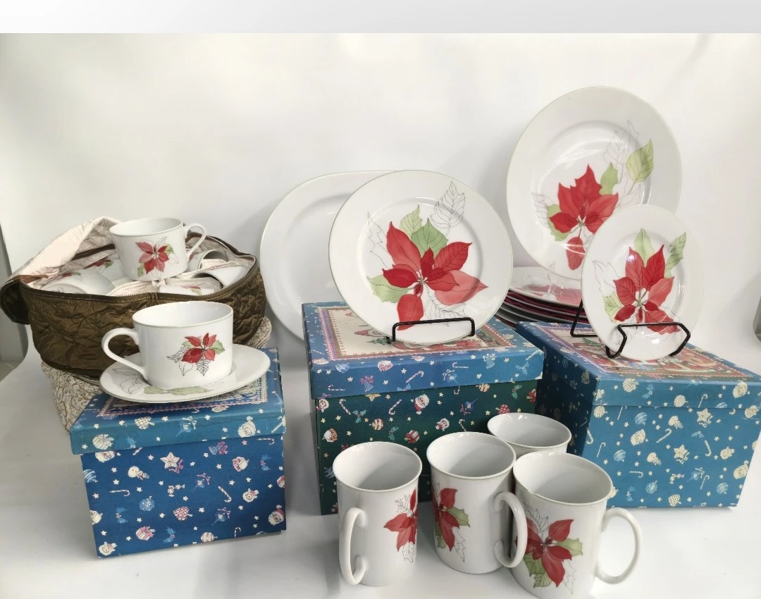 Christmas Poinsettia Dinnerware Set