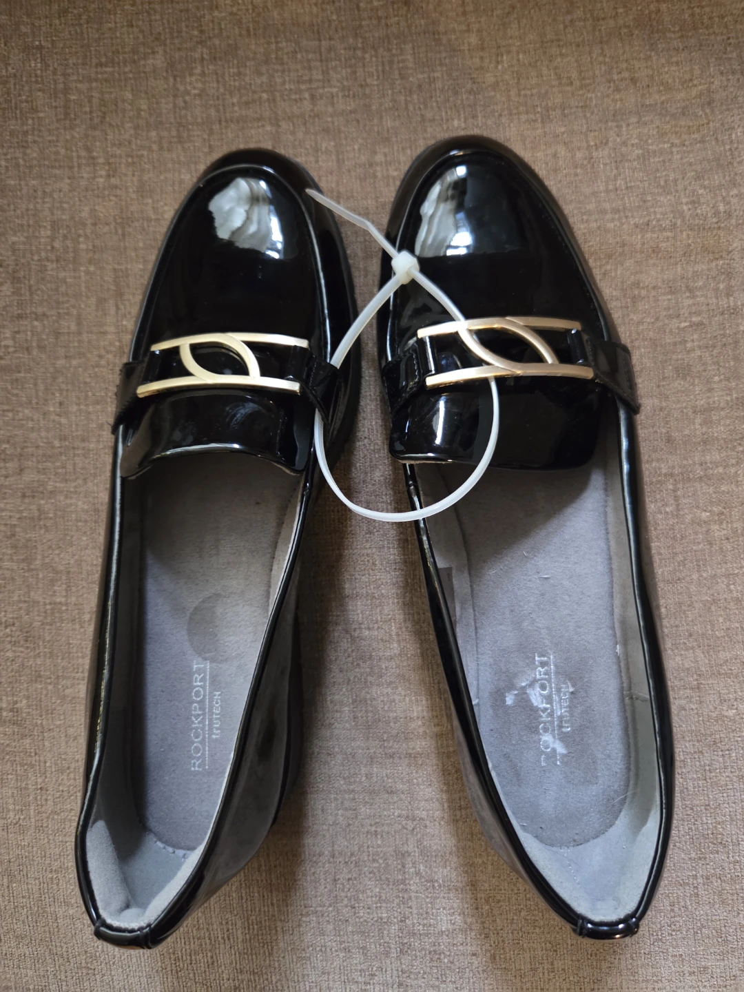 Rockport Black Patent Leather Loafers - Size 8