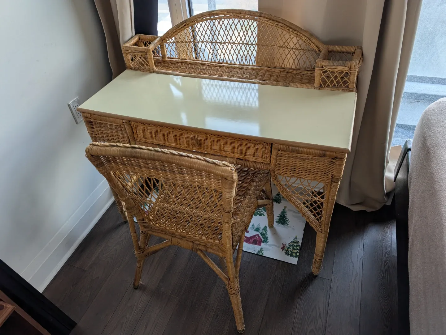 Wicker Desk and Chair Set