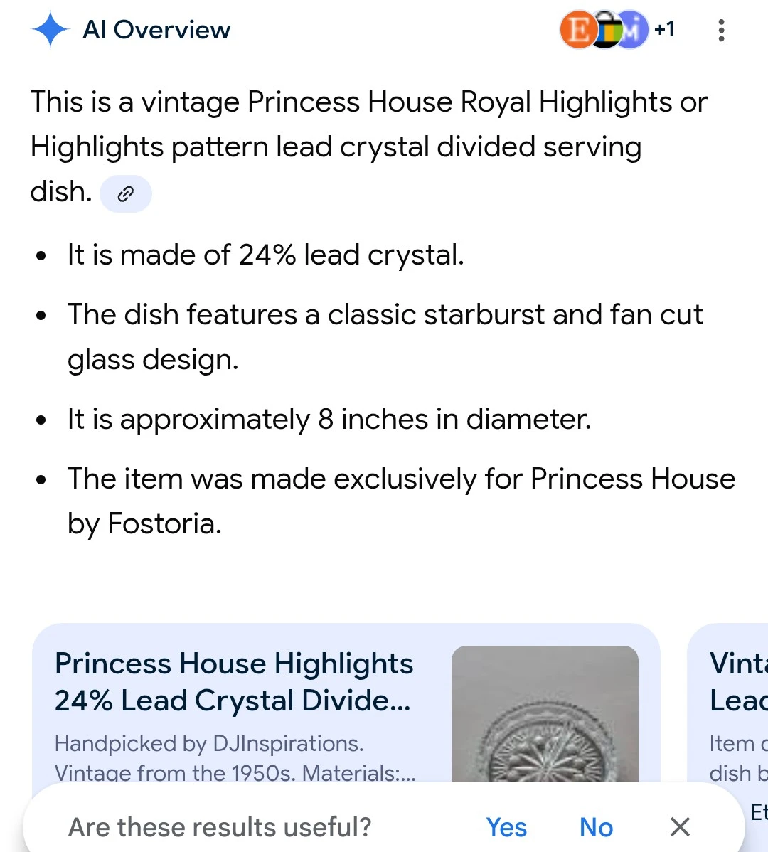 Princess House Crystal Divided Serving Dish - photo 5