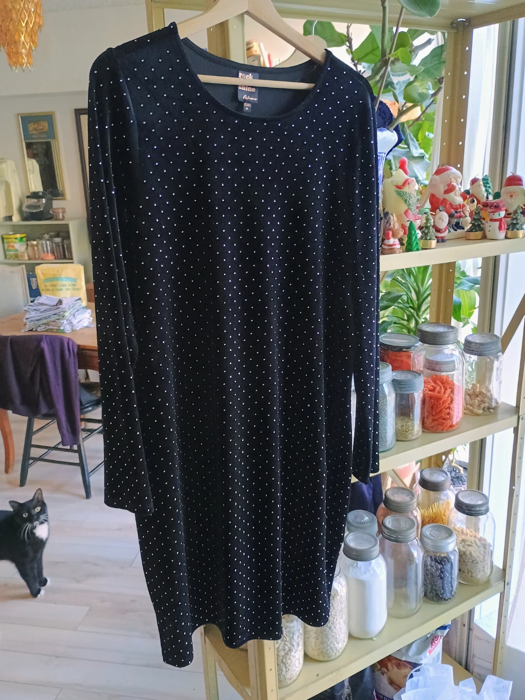 Stretch Velvet Black Christmas Party Dress 2X