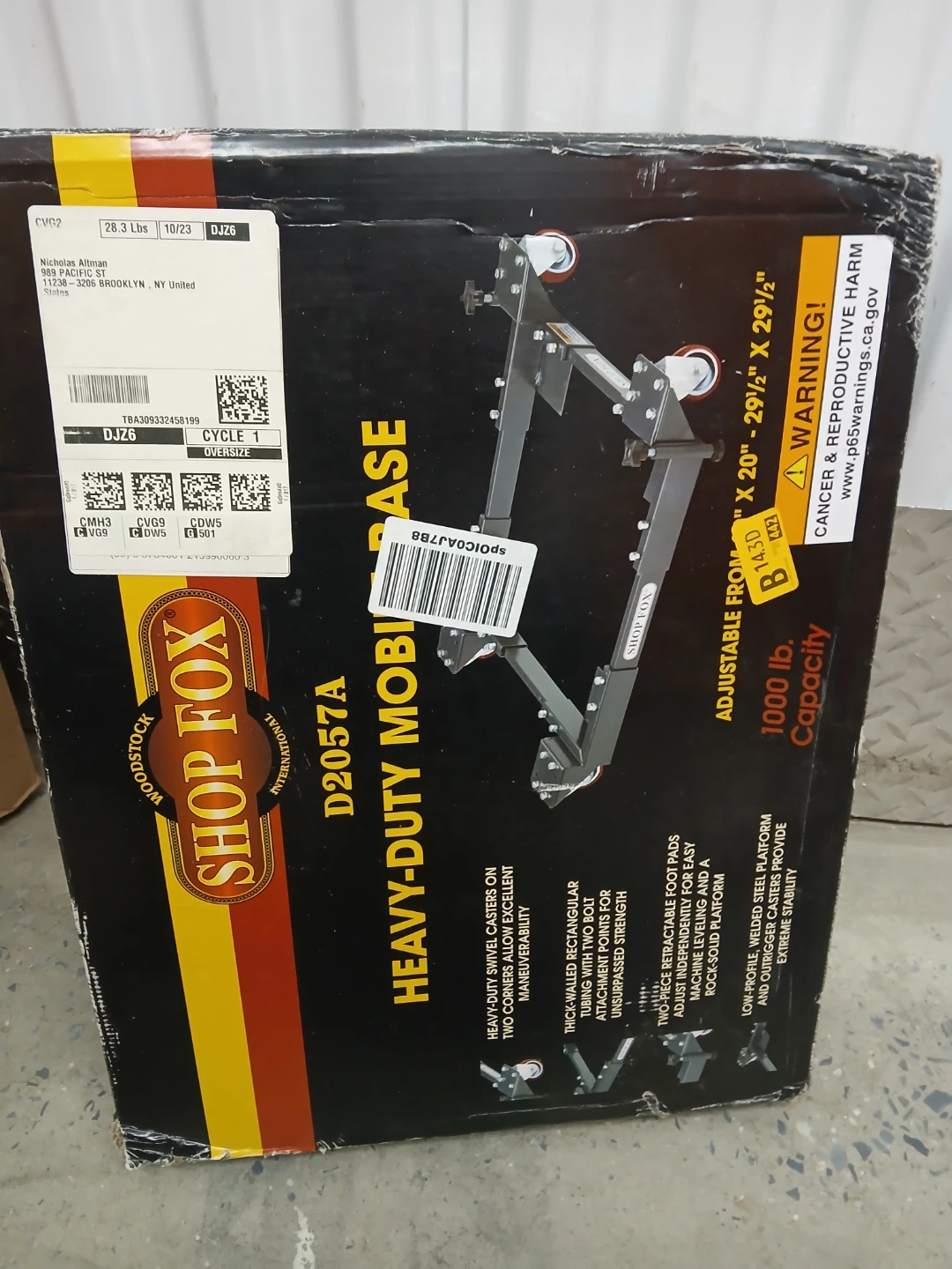 Shop Fox D2057A Heavy-Duty Mobile Base - New in Box! - photo 3
