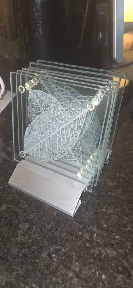 Glass Leaf Coasters with Stand