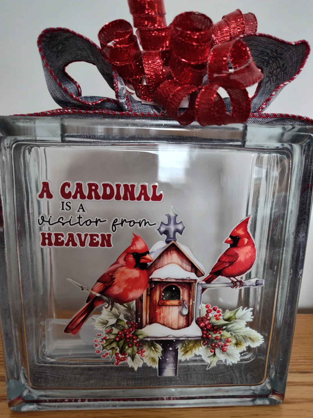 Cardinal Visitor From Heaven Glass Block - photo 2