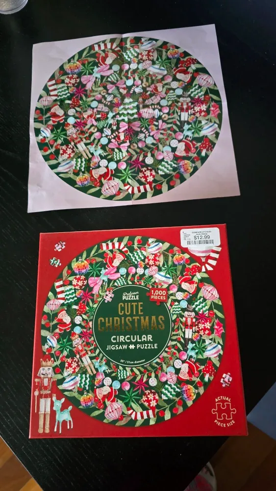 Christmas Wreath Round Jigsaw Puzzle - 1000 Pieces