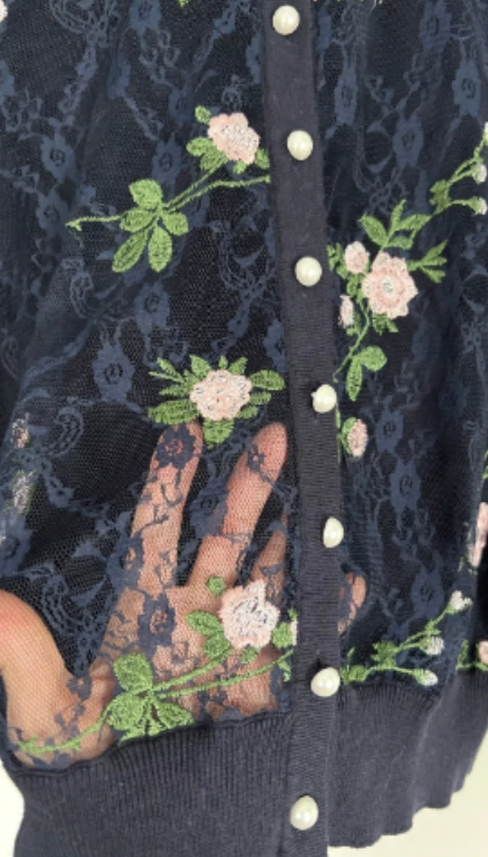 Karl Lagerfeld Paris Floral Lace Cardigan - Size S - photo 2